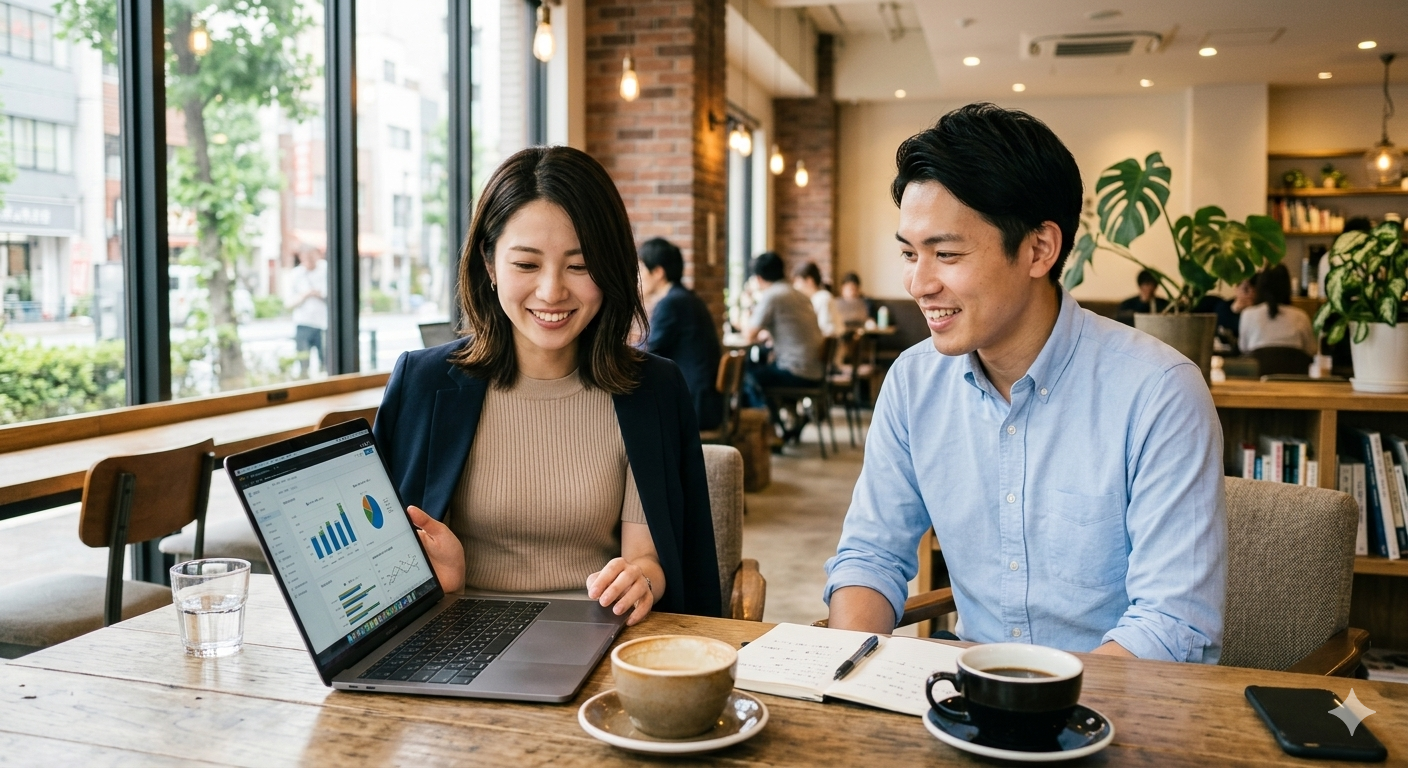 カフェでカジュアルに相談している様子のイメージ