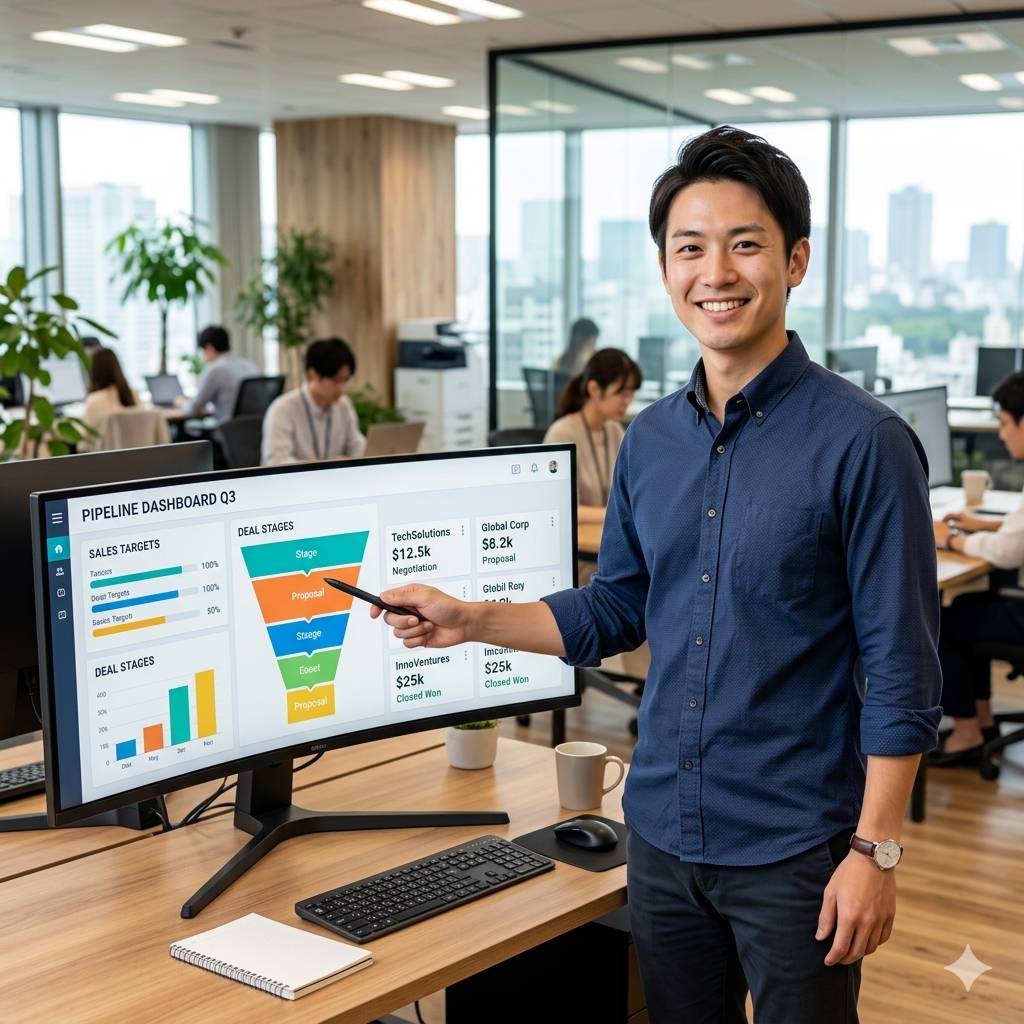 SalesforceダッシュボードをAIで活用している様子のイメージ