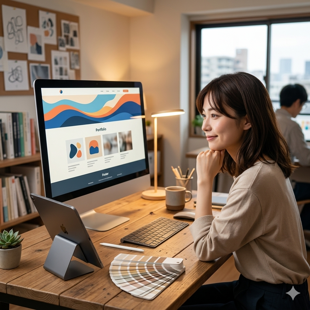 Webサイトをデザイン・構築している様子のイメージ